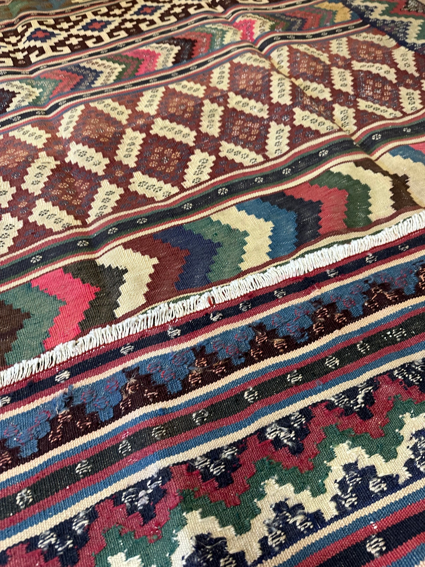 Orientteppich handgeknüpft Kazak Kelim 150x226 cm Wolle antik