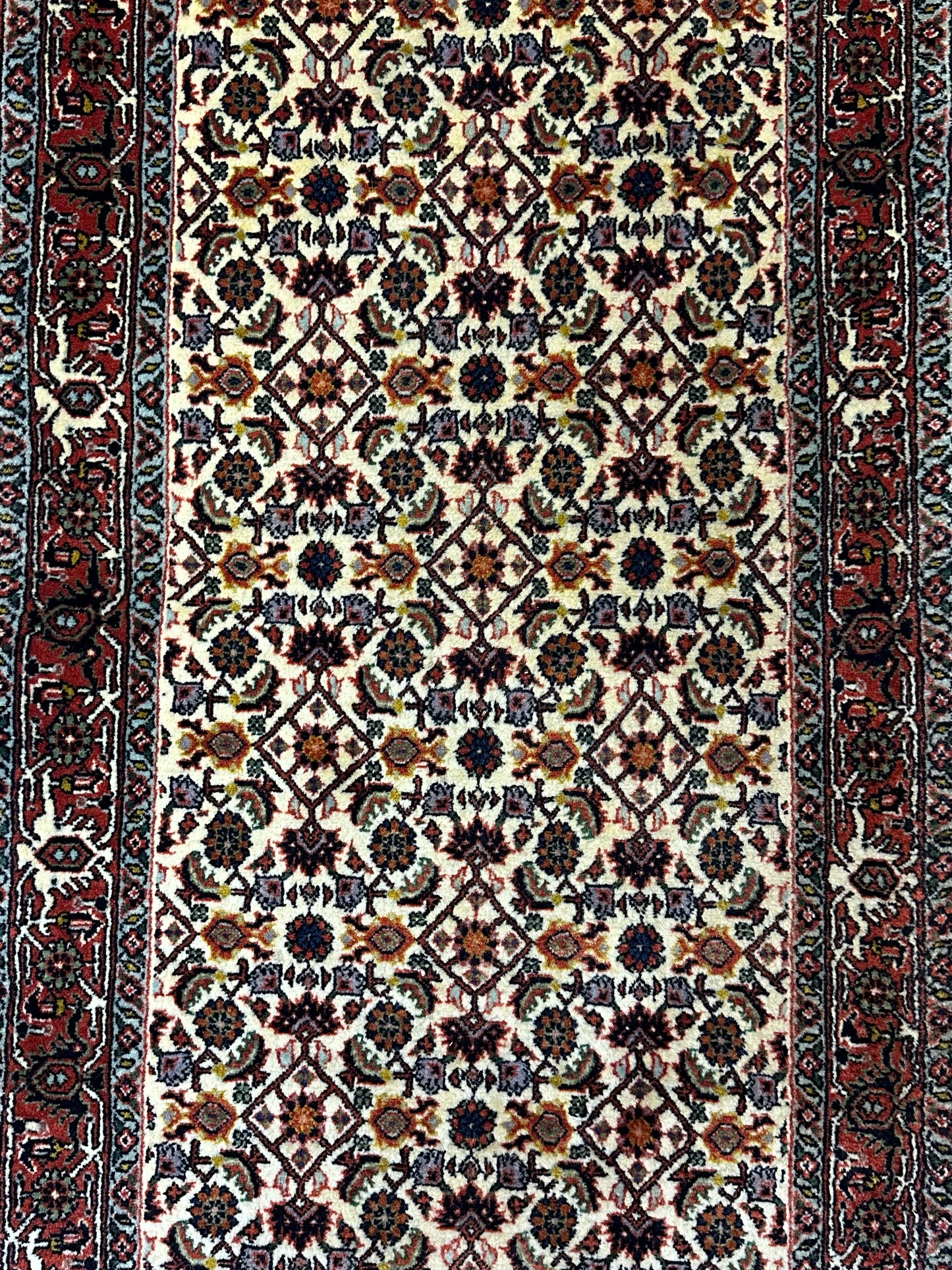 Bidjar Läufer Korkwolle mit floralem Rautenmotiv feine Knüpfung