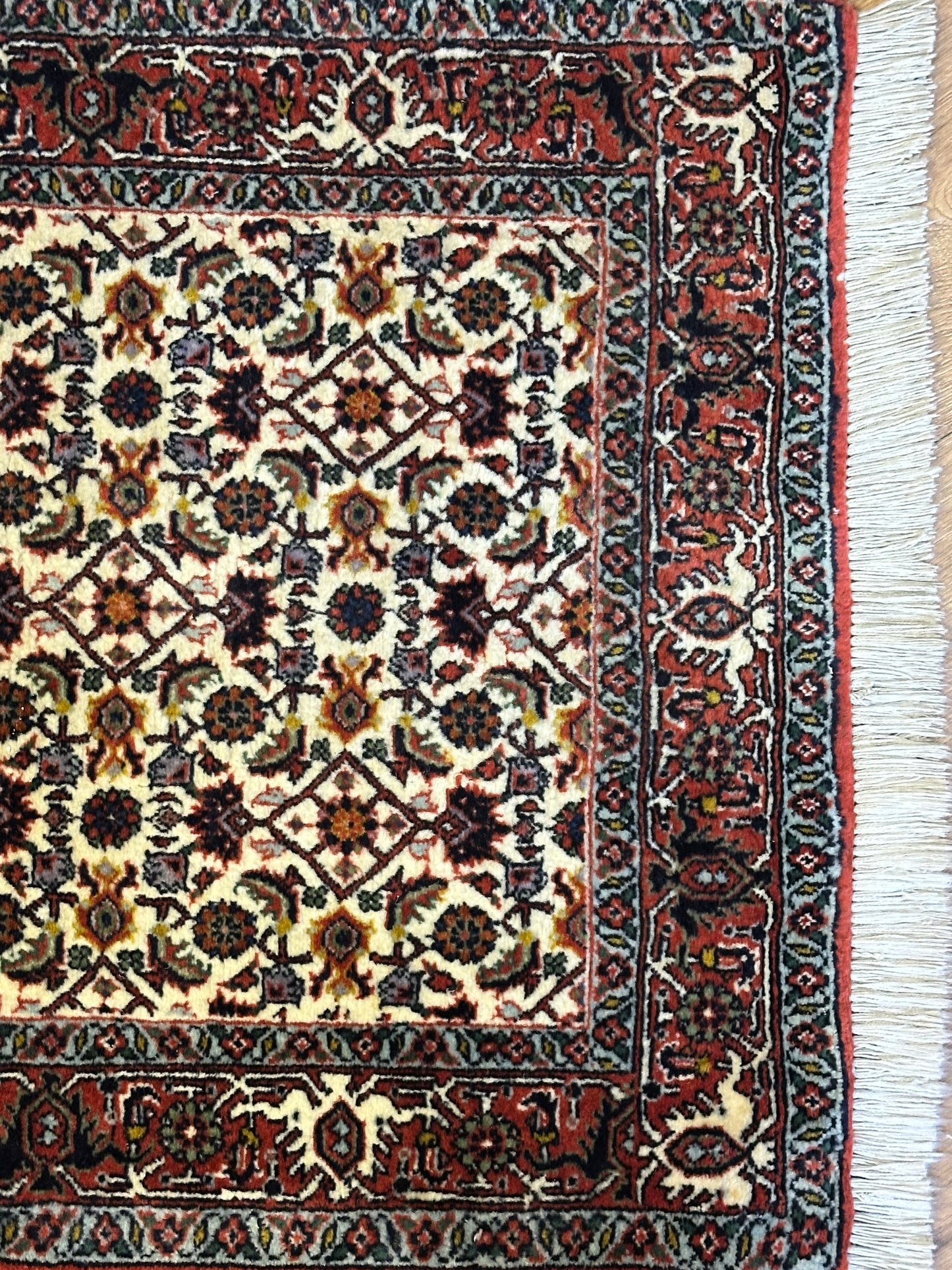 Bidjar Läufer Korkwolle mit floralem Rautenmotiv feine Knüpfung