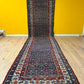 Orientteppich handgeknüpft Kazak Läufer 453x115 cm Wolle antik