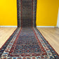 Orientteppich handgeknüpft Kazak Läufer 453x115 cm Wolle antik