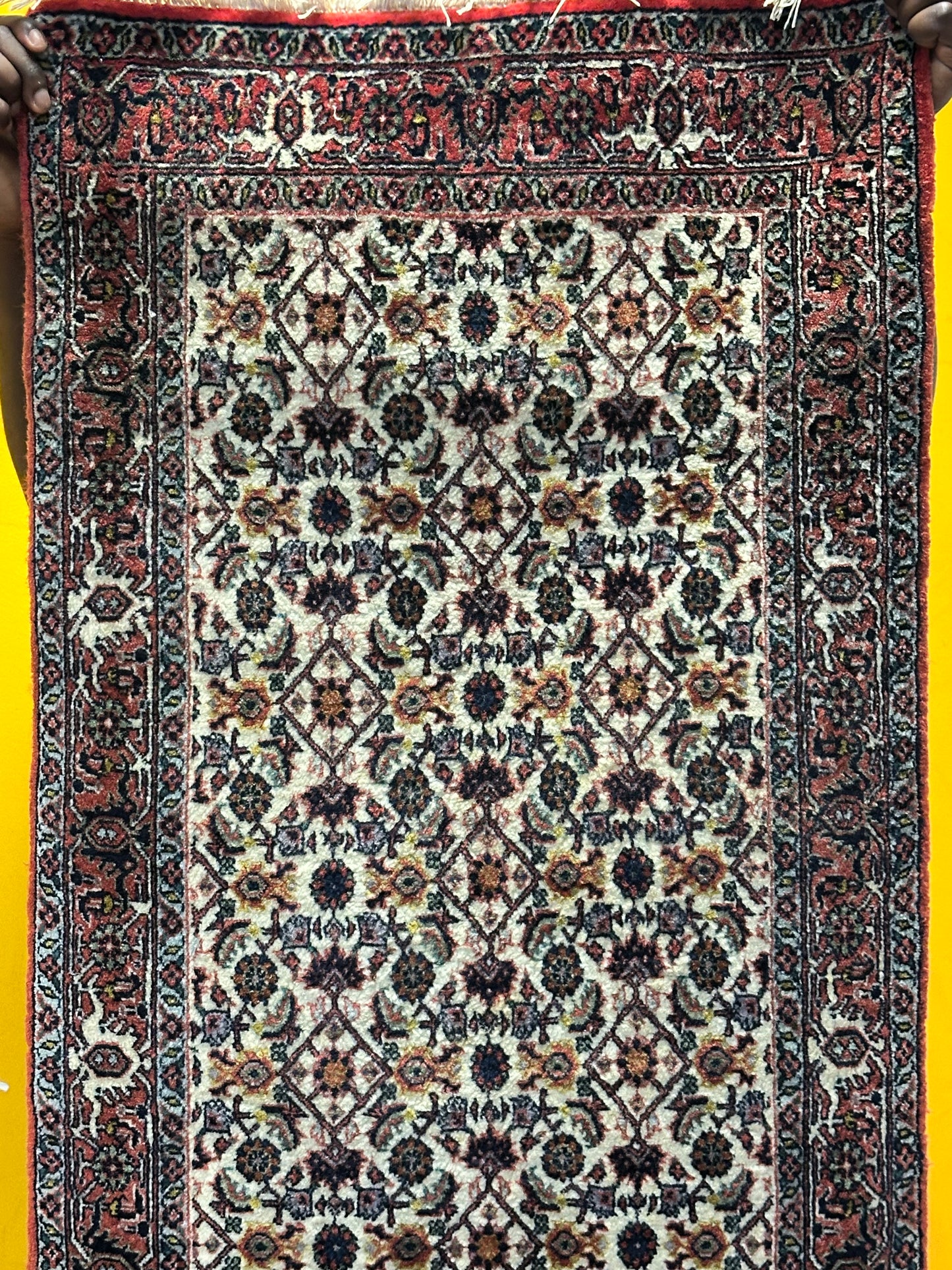 Bidjar Läufer Korkwolle mit floralem Rautenmotiv feine Knüpfung