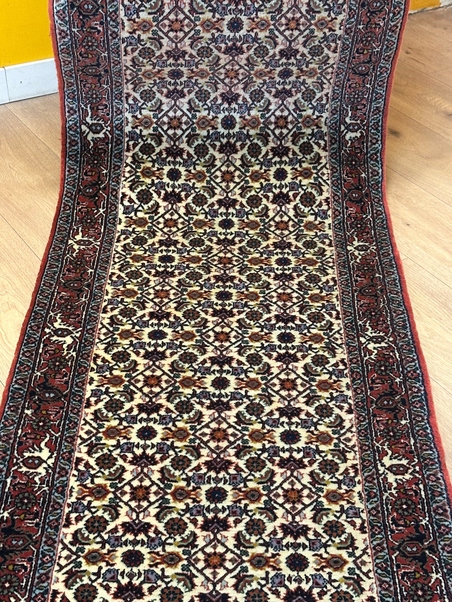 Bidjar Läufer Korkwolle mit floralem Rautenmotiv feine Knüpfung