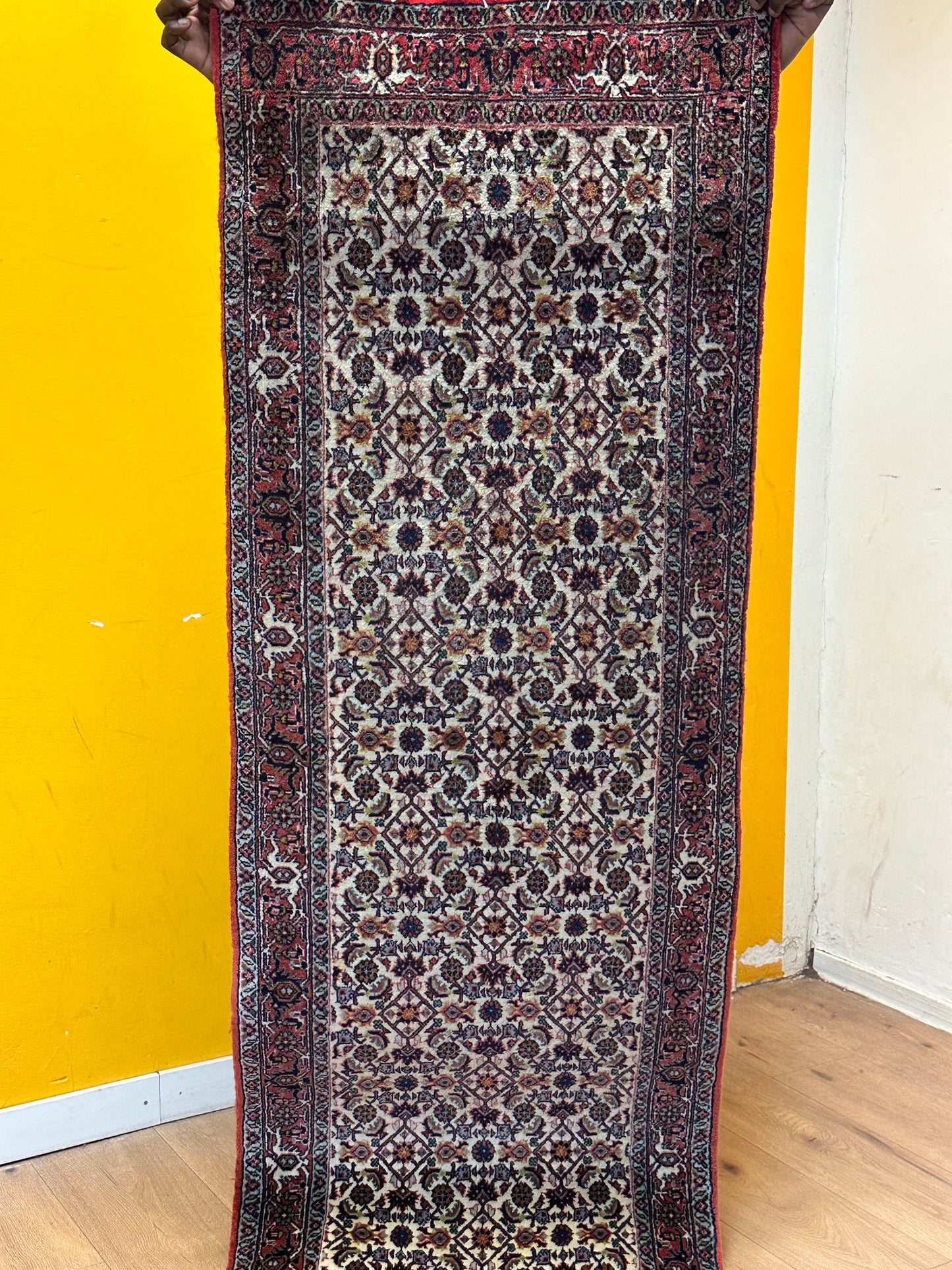 Bidjar Läufer Korkwolle mit floralem Rautenmotiv feine Knüpfung