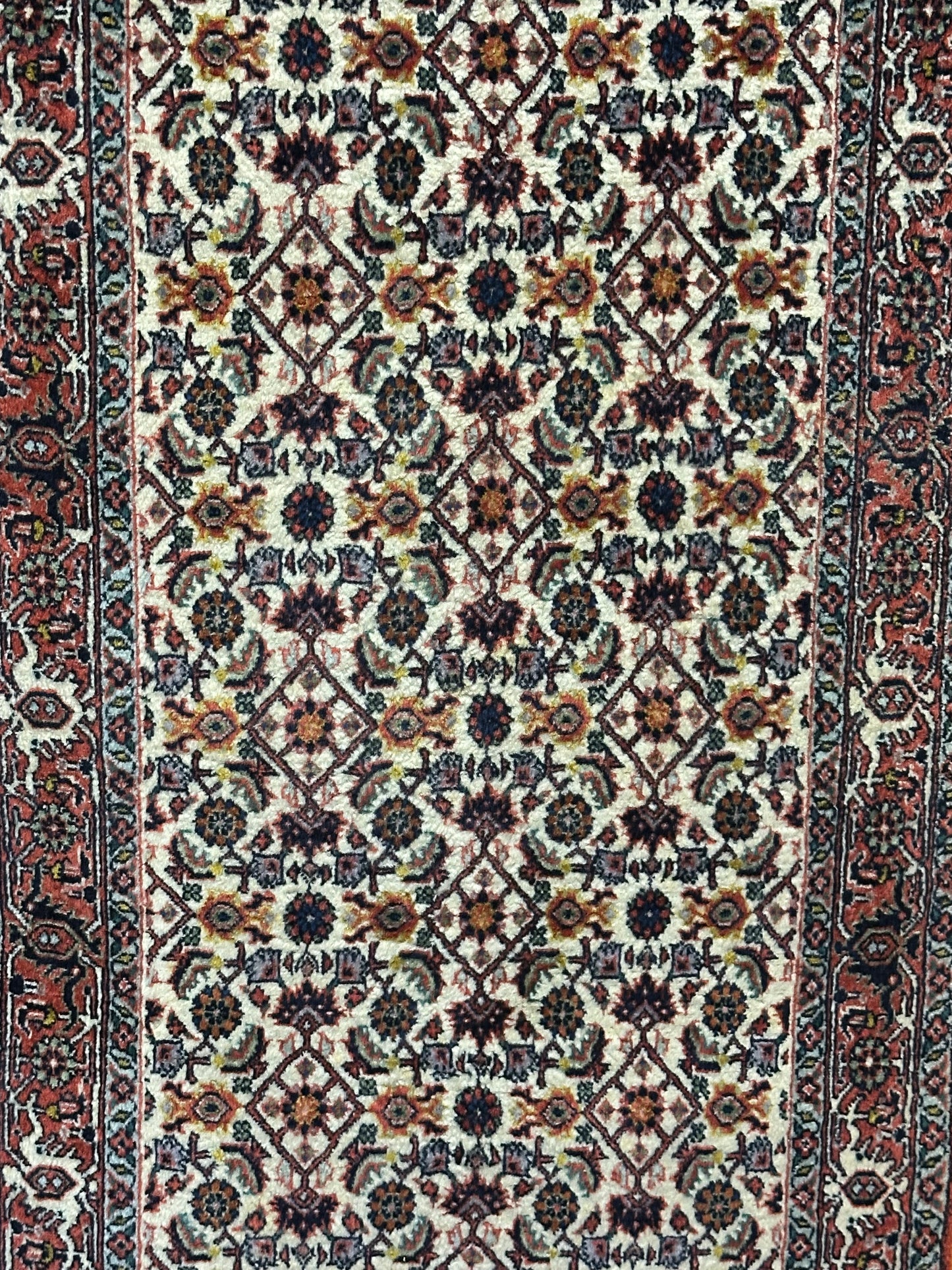 Bidjar Läufer Korkwolle mit floralem Rautenmotiv feine Knüpfung