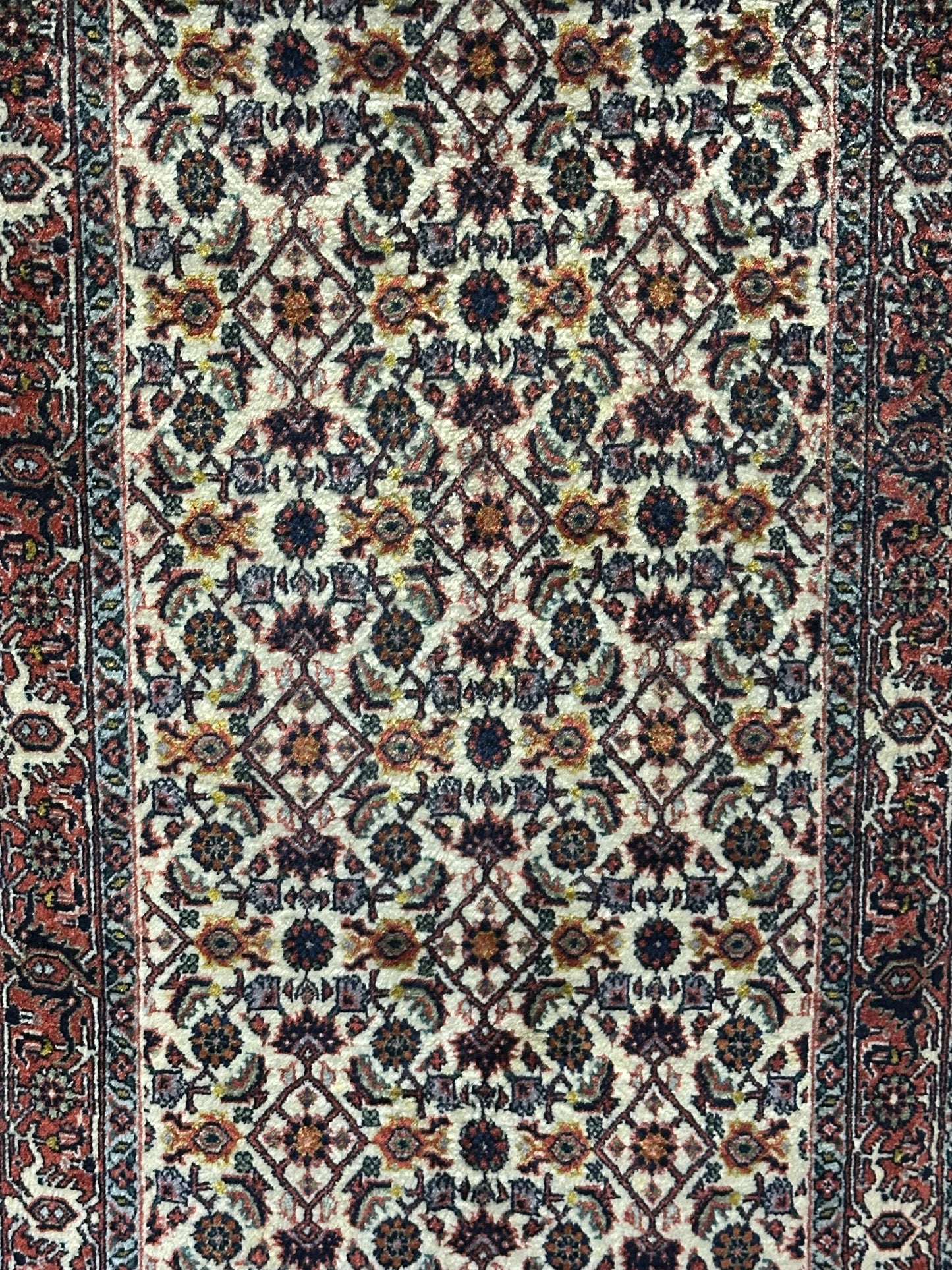 Bidjar Läufer Korkwolle mit floralem Rautenmotiv feine Knüpfung