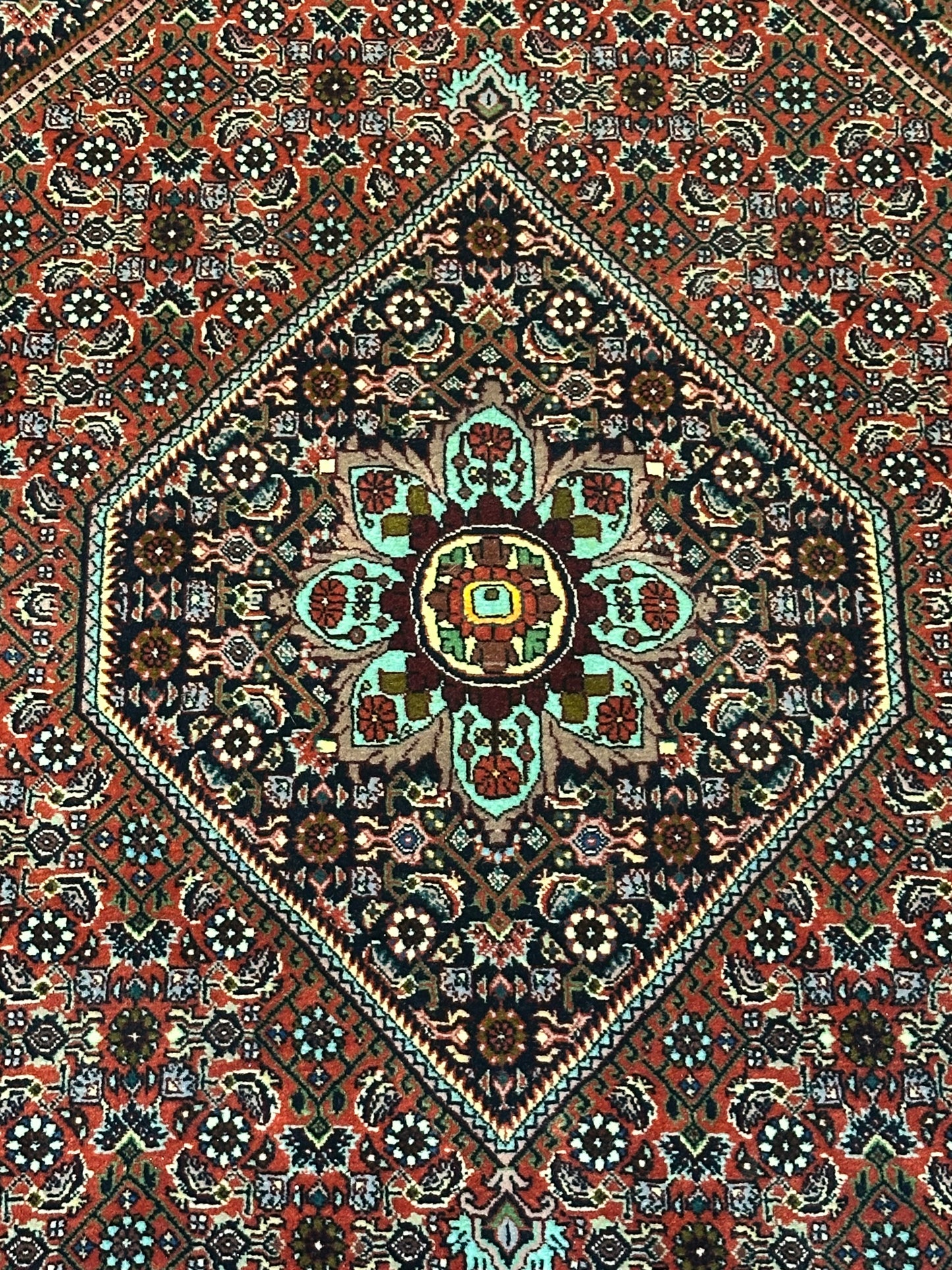 Bidjar Teppich Korkwolle mit Medaillon florales Allover Muster