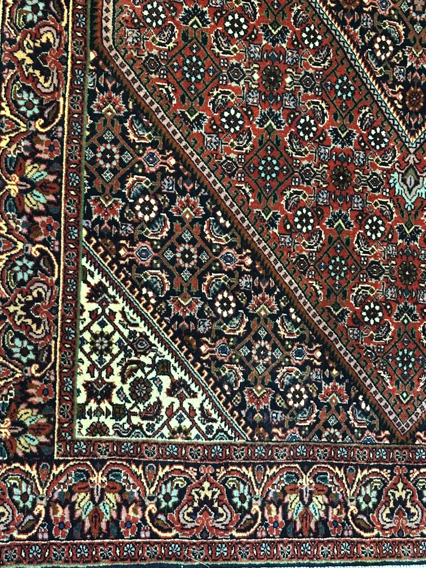 Bidjar Teppich Korkwolle mit Medaillon florales Allover Muster