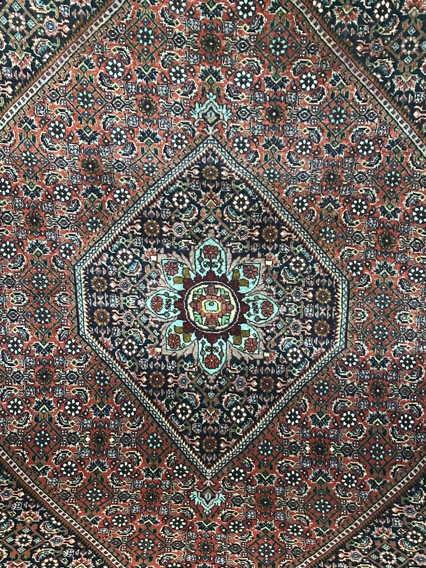 Bidjar Teppich Korkwolle mit Medaillon florales Allover Muster