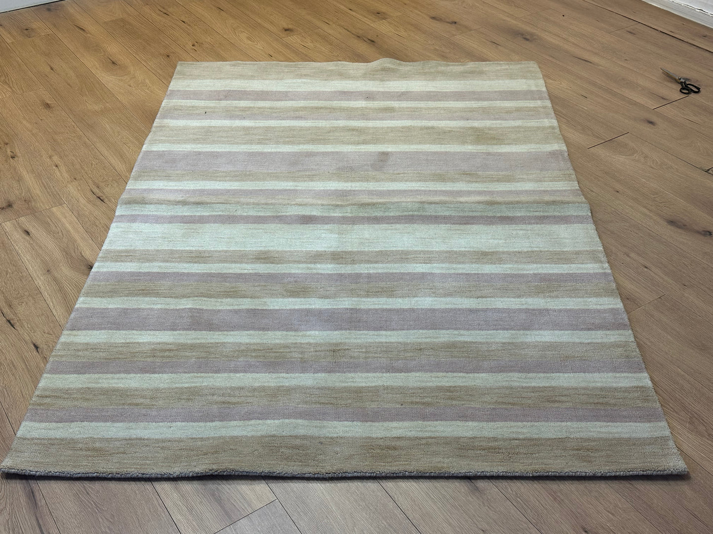 Gabbeh Teppich Schurwolle mit Streifenmuster in Naturtönen