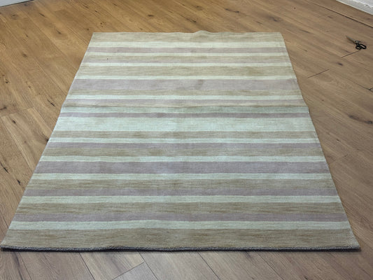 Gabbeh Teppich Schurwolle mit Streifenmuster in Naturtönen