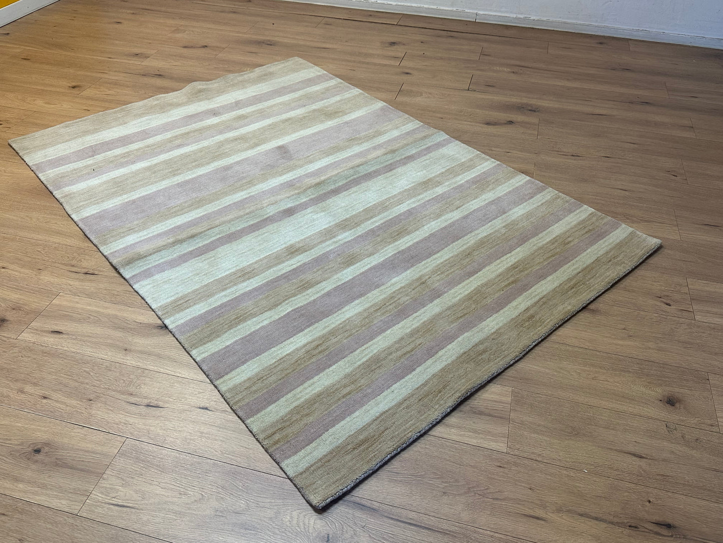 Gabbeh Teppich Schurwolle mit Streifenmuster in Naturtönen