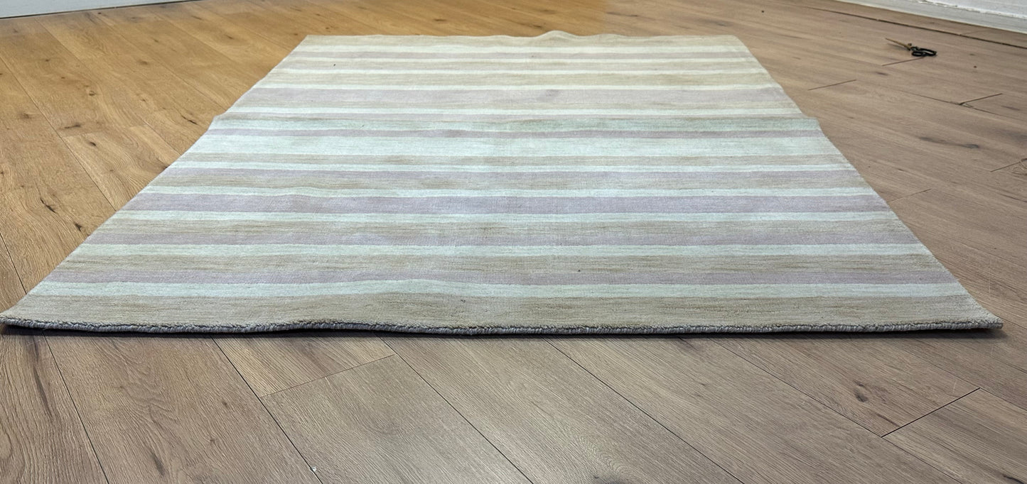 Gabbeh Teppich Schurwolle mit Streifenmuster in Naturtönen