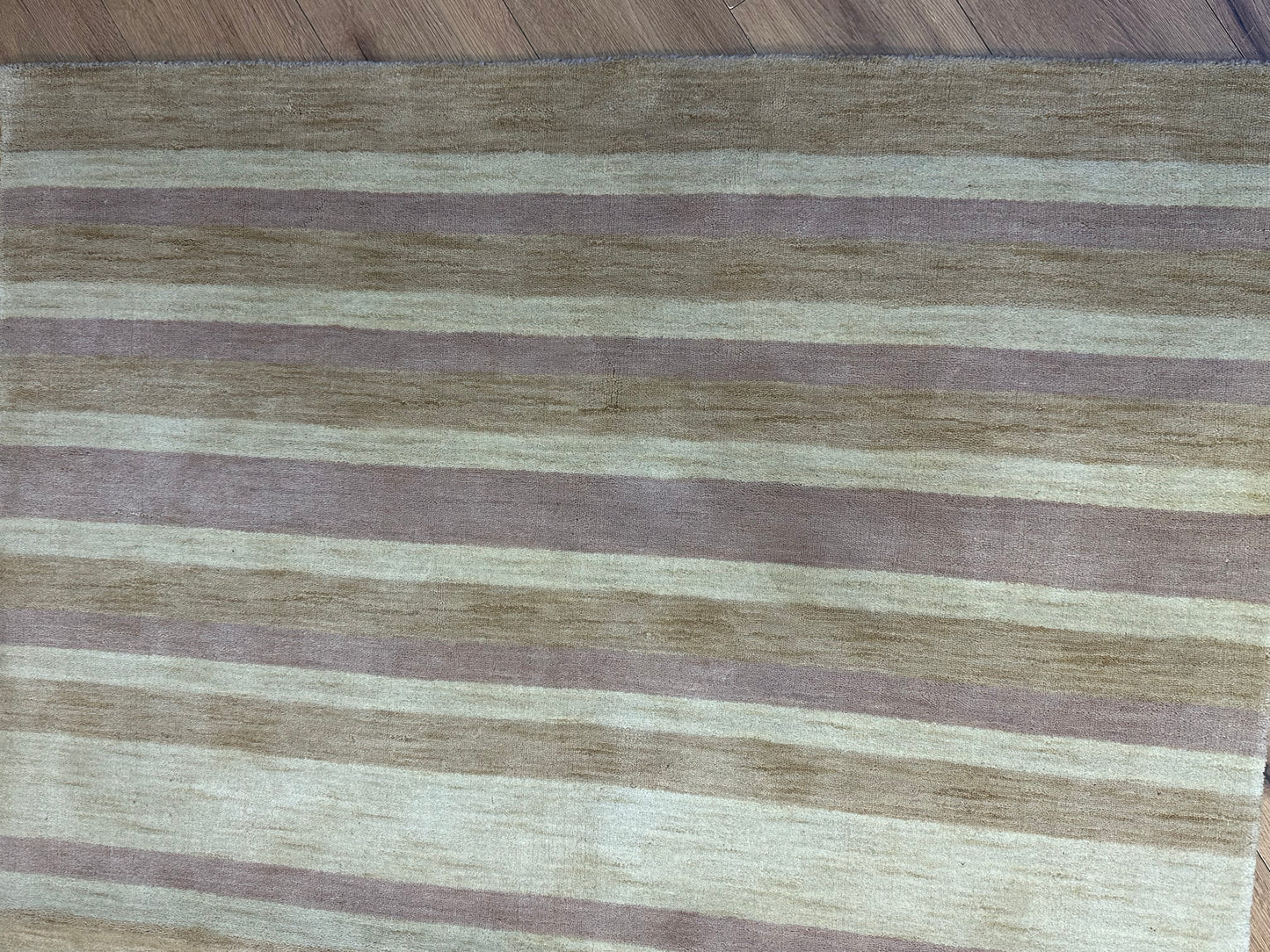 Gabbeh Teppich Schurwolle mit Streifenmuster in Naturtönen