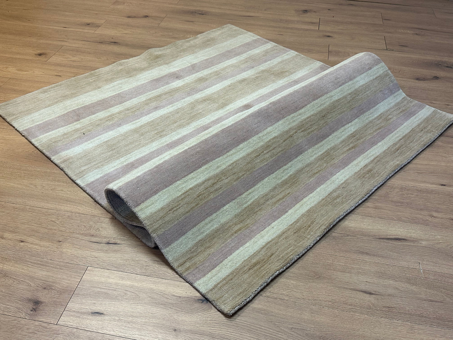 Gabbeh Teppich Schurwolle mit Streifenmuster in Naturtönen
