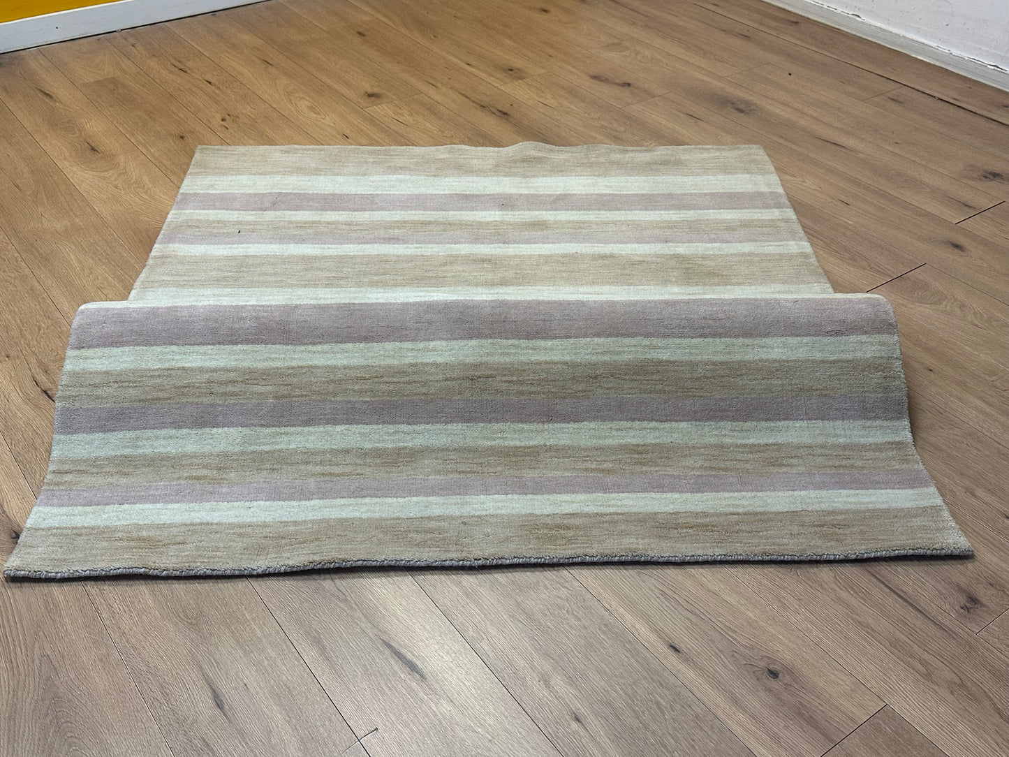 Gabbeh Teppich Schurwolle mit Streifenmuster in Naturtönen