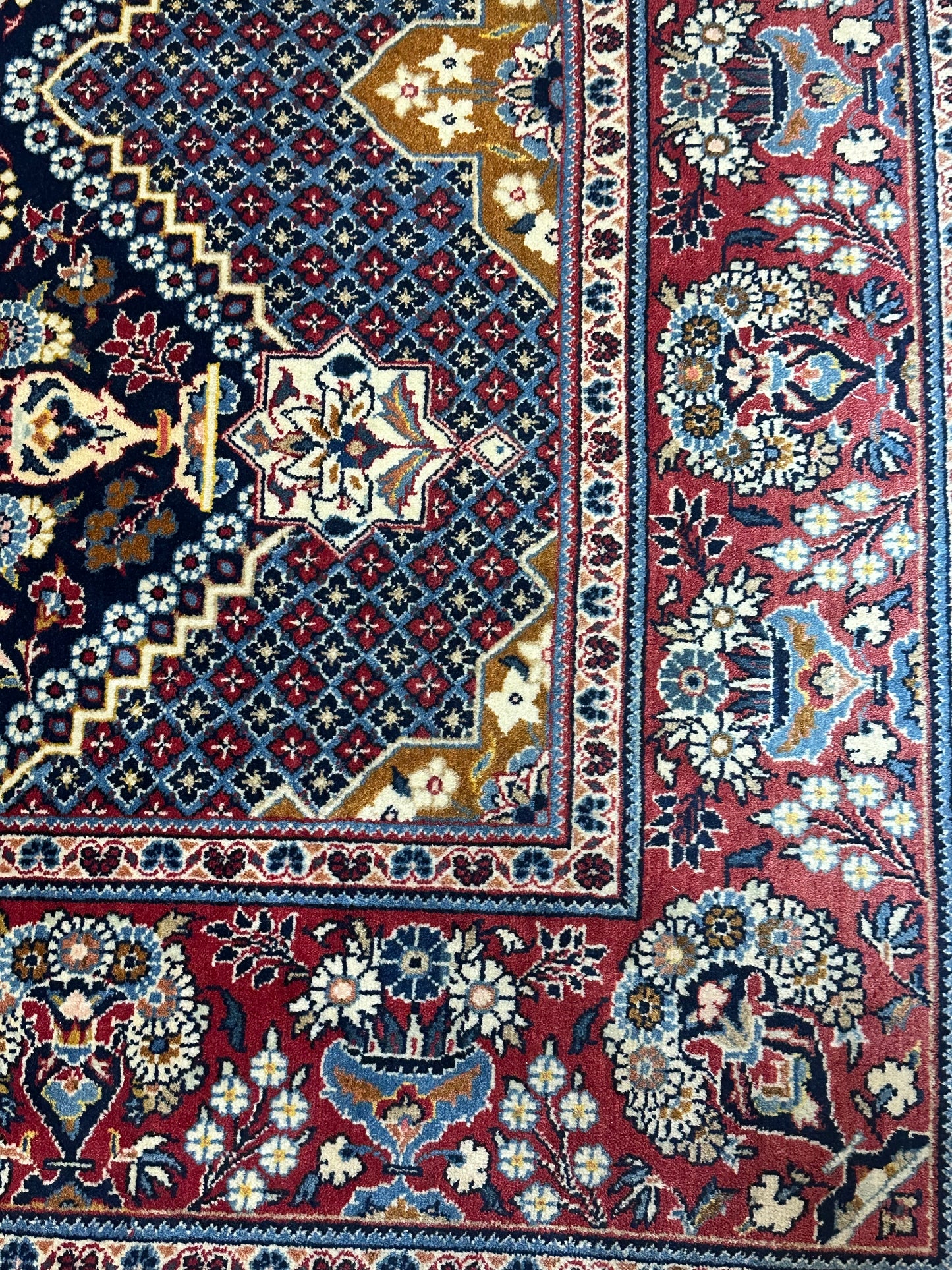 Orientteppich handgeknüpft Keschan 210x142 cm Korkwolle Lebensbaum