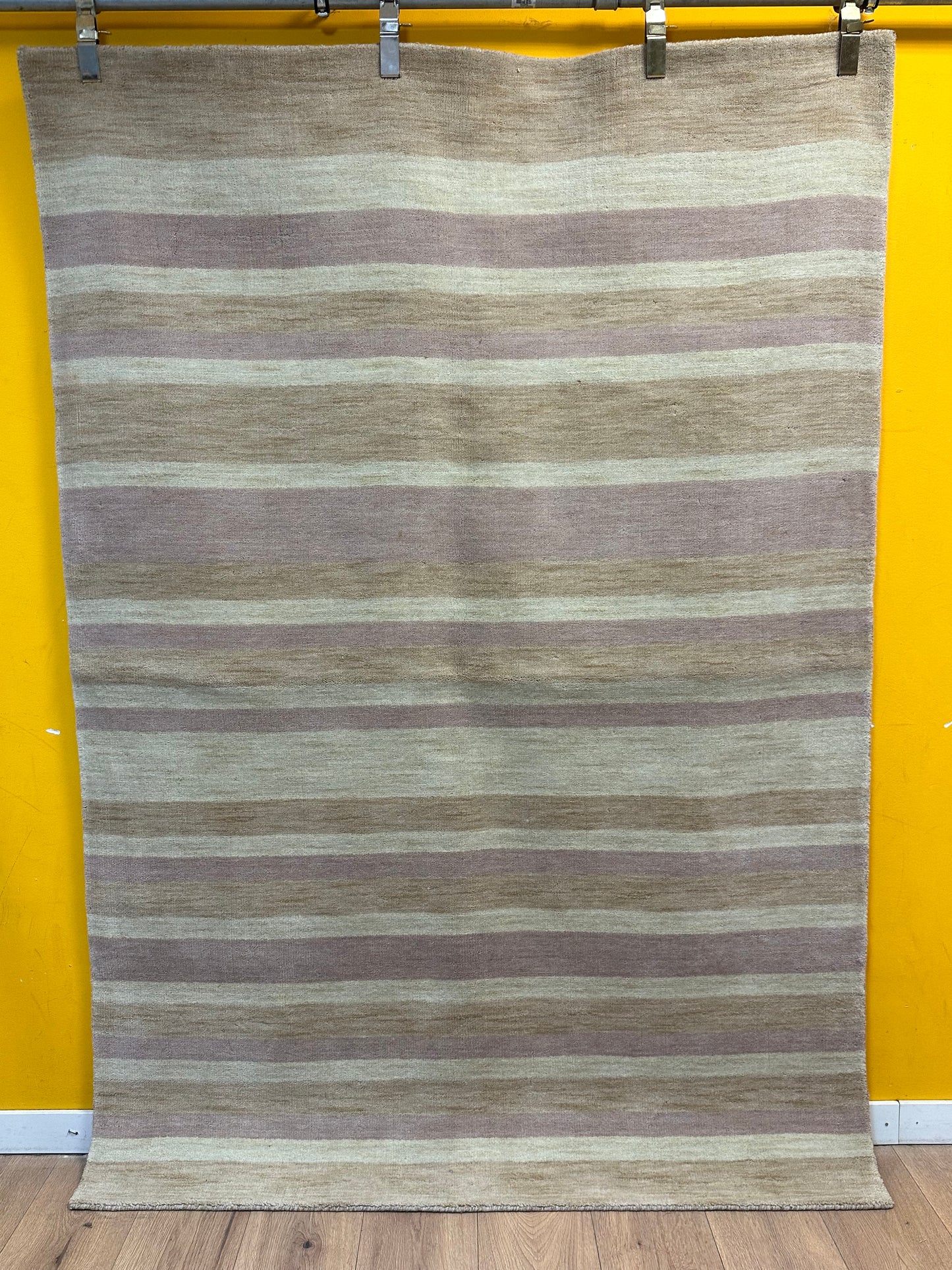 Gabbeh Teppich Schurwolle mit Streifenmuster in Naturtönen