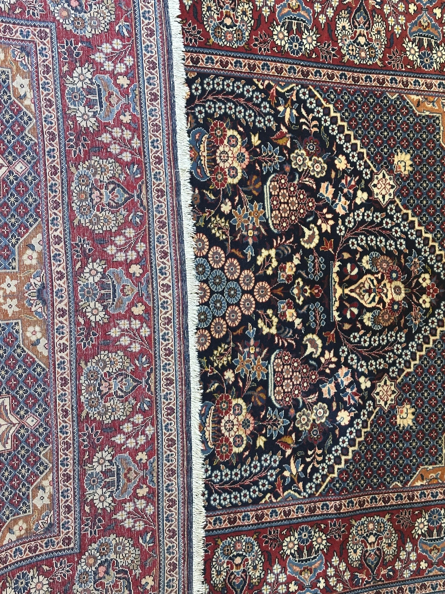 Orientteppich handgeknüpft Keschan 210x142 cm Korkwolle Lebensbaum