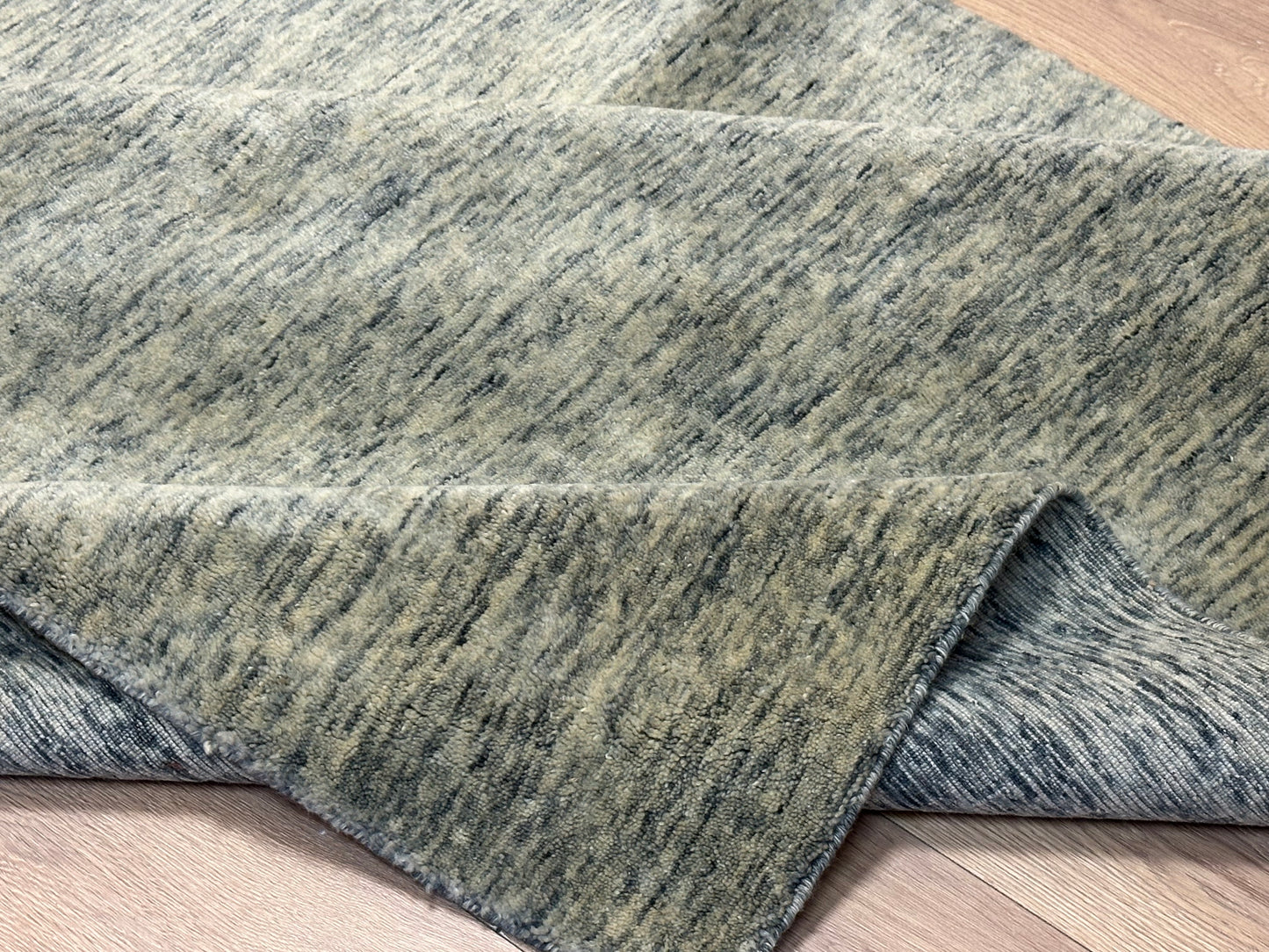 Gabbeh Teppich Schurwolle in Melange Grüntönen