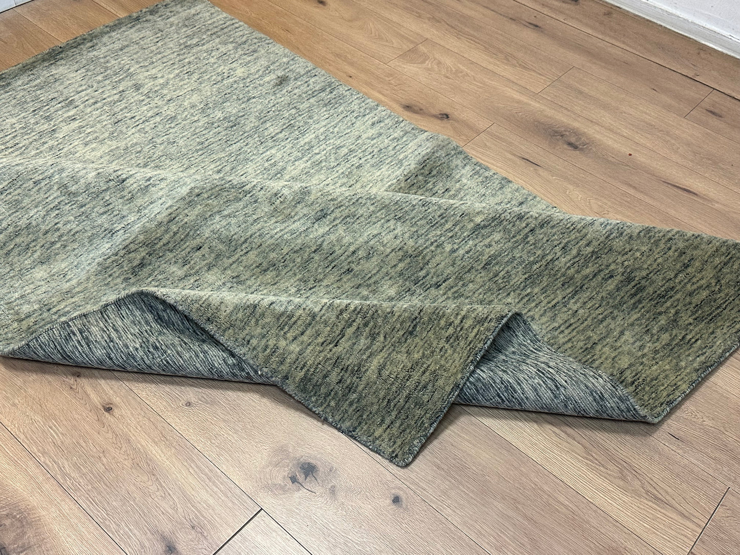 Gabbeh Teppich Schurwolle in Melange Grüntönen