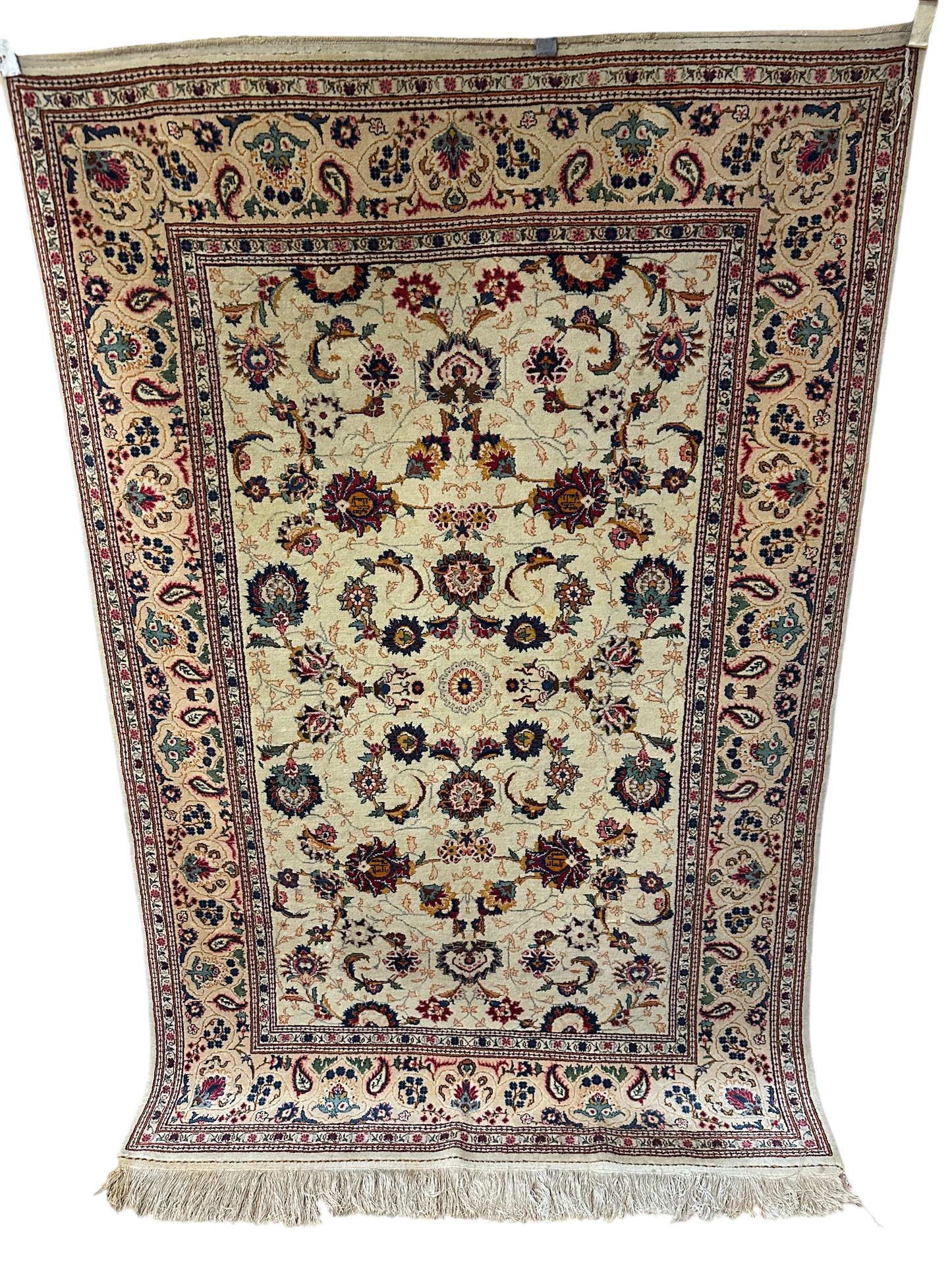 Orientteppich handgeknüpft Keschan 210x140 cm Korkwolle floral