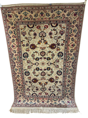 Orientteppich handgeknüpft Keschan 210x140 cm Korkwolle floral