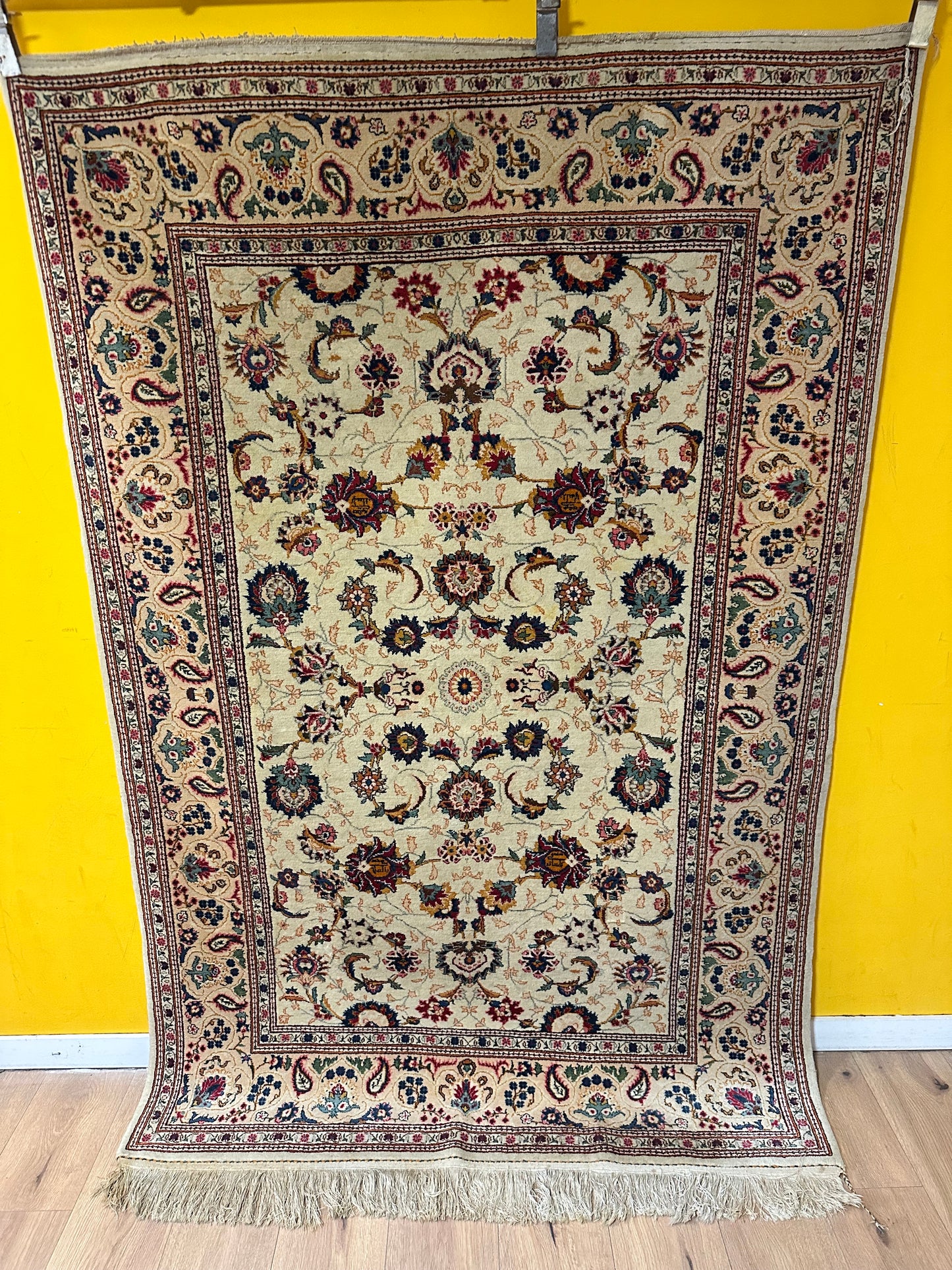 Orientteppich handgeknüpft Keschan 210x140 cm Korkwolle floral