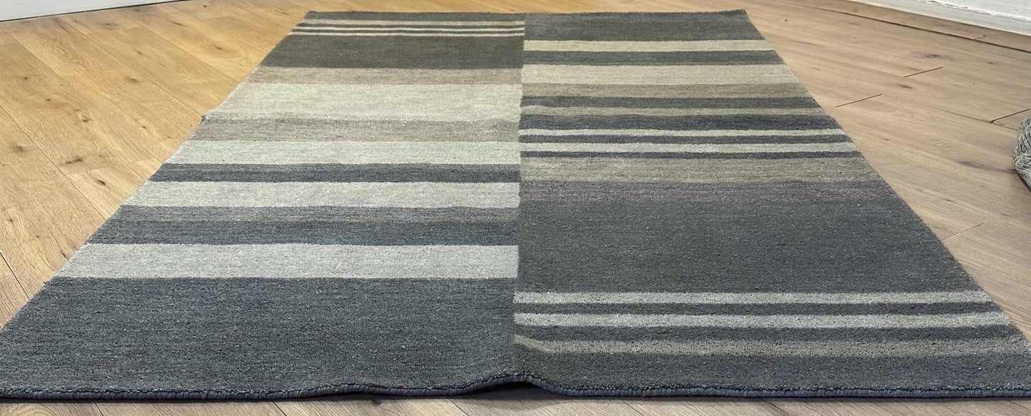 Gabbeh Teppich Schurwolle mit modernem Blockstreifen Design