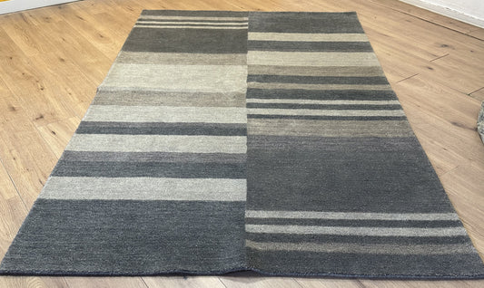 Gabbeh Teppich Schurwolle mit modernem Blockstreifen Design