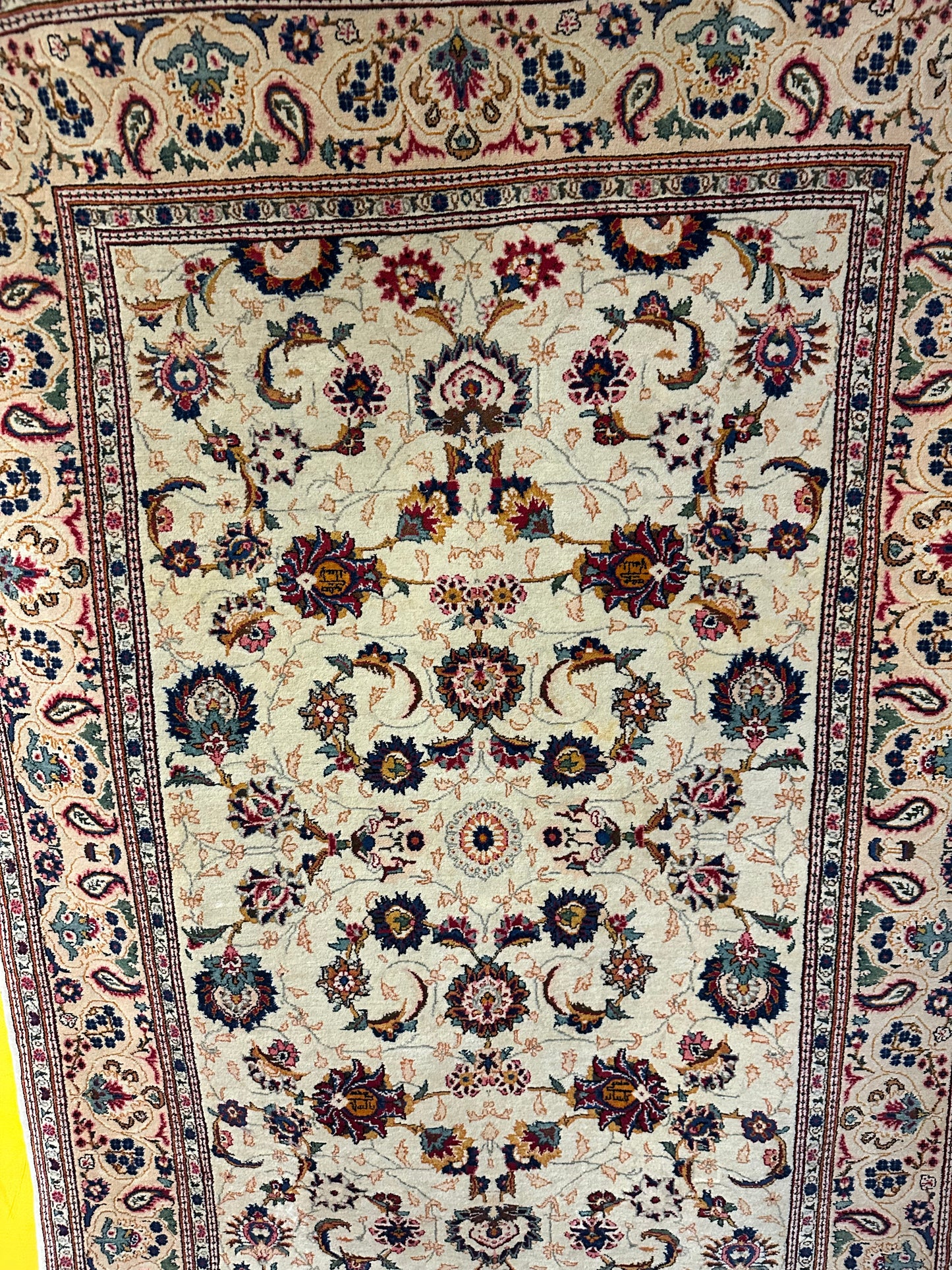 Orientteppich handgeknüpft Keschan 210x140 cm Korkwolle floral