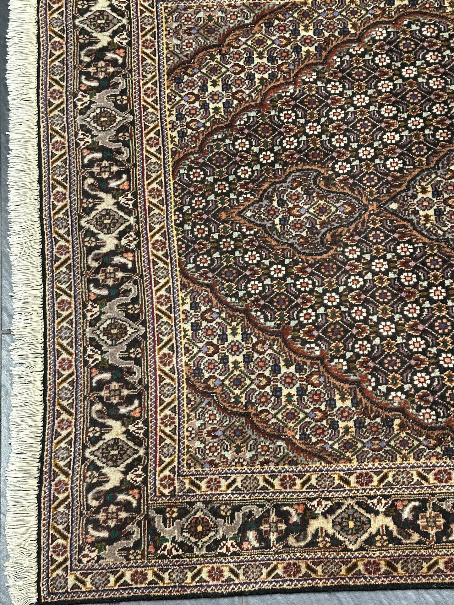 Orientteppich handgeknüpft Täbriz Autüh mit Seide 160 × 103 cm