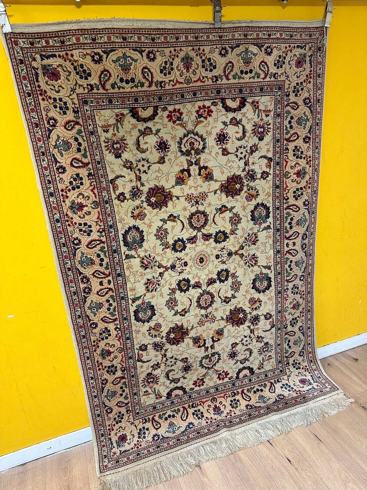 Orientteppich handgeknüpft Keschan 210x140 cm Korkwolle floral