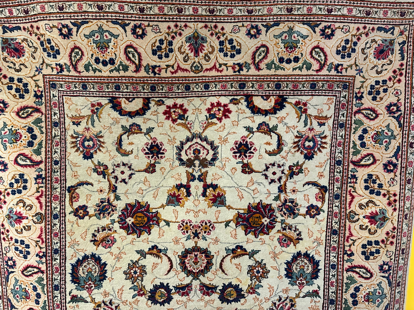 Orientteppich handgeknüpft Keschan 210x140 cm Korkwolle floral