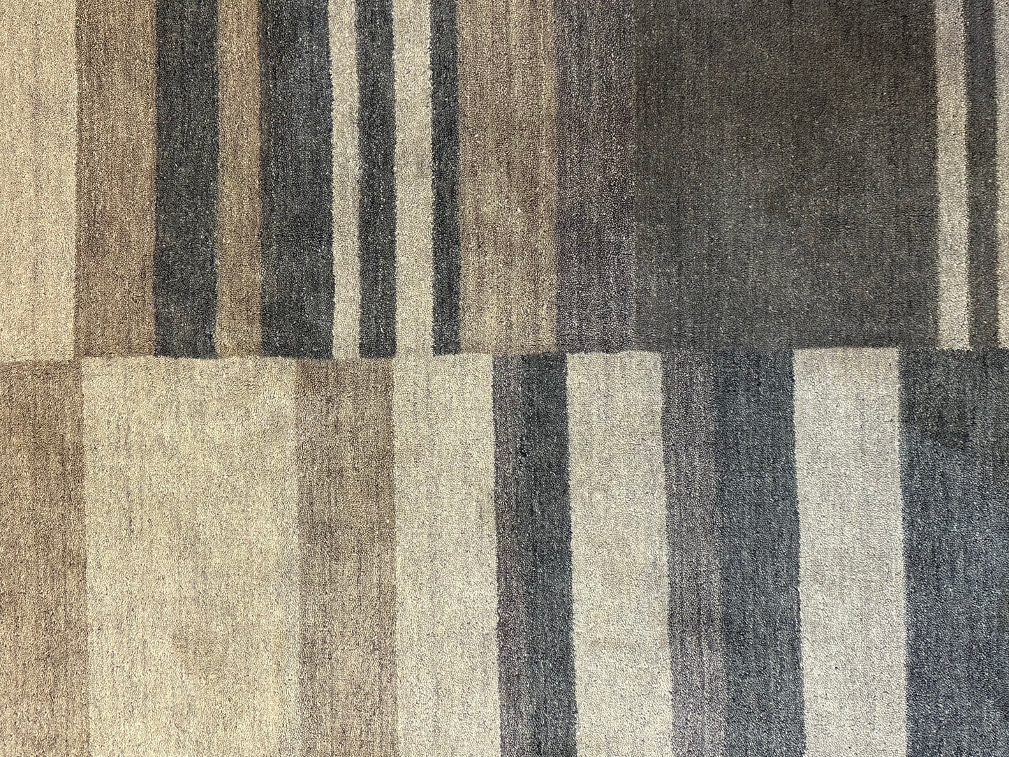 Gabbeh Teppich Schurwolle mit modernem Blockstreifen Design