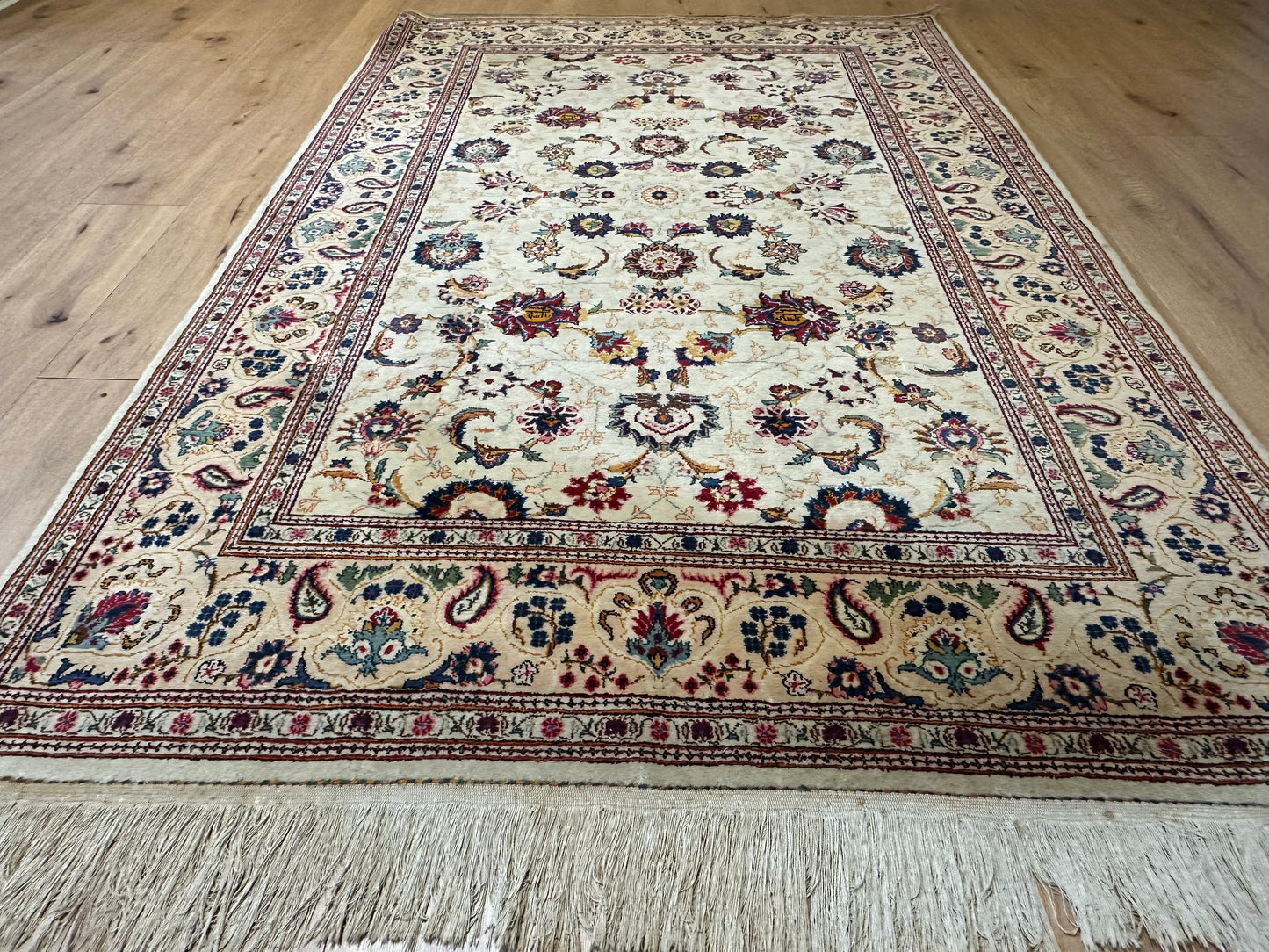 Orientteppich handgeknüpft Keschan 210x140 cm Korkwolle floral