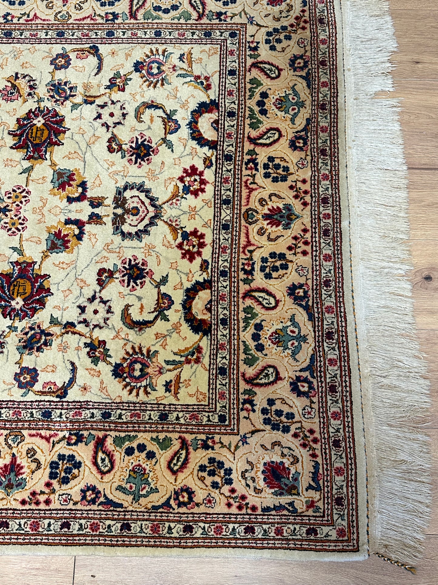 Orientteppich handgeknüpft Keschan 210x140 cm Korkwolle floral