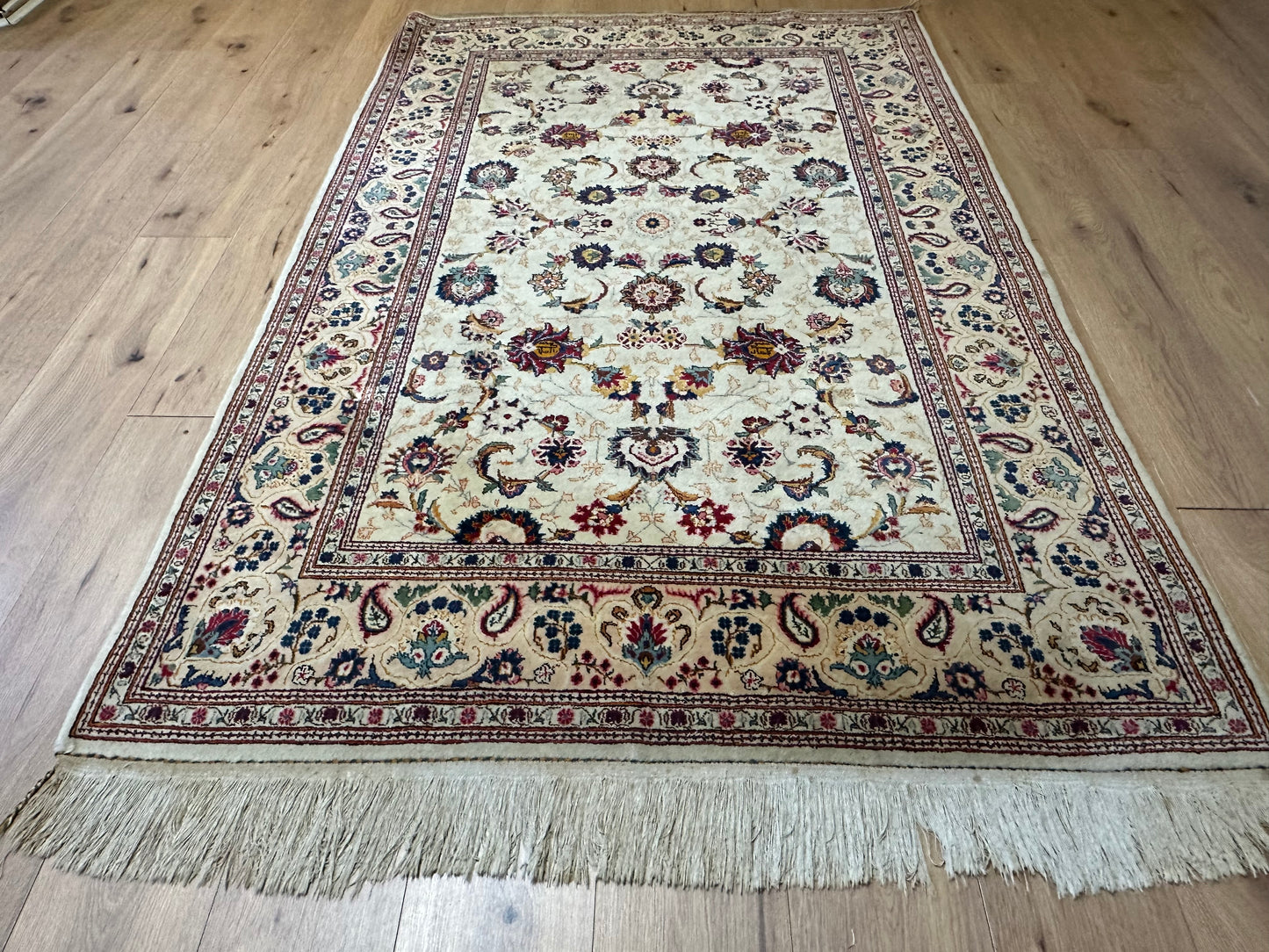 Orientteppich handgeknüpft Keschan 210x140 cm Korkwolle floral