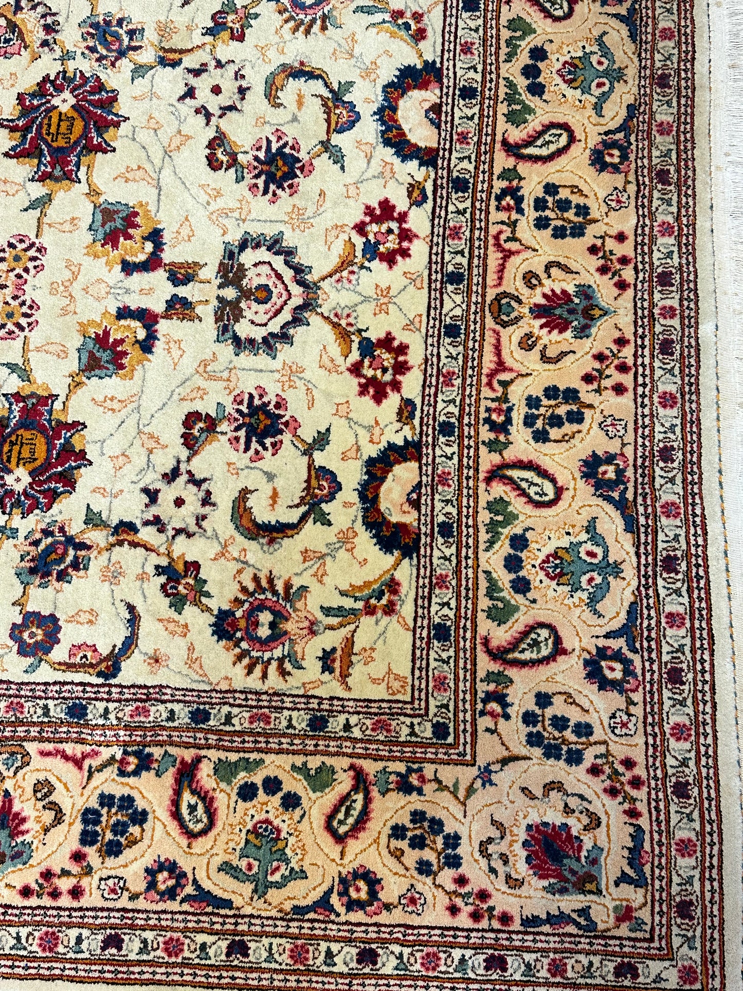 Orientteppich handgeknüpft Keschan 210x140 cm Korkwolle floral