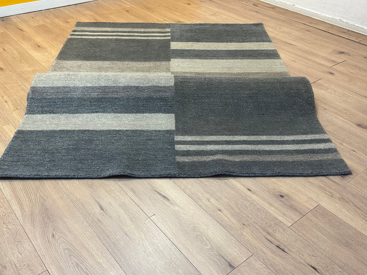 Gabbeh Teppich Schurwolle mit modernem Blockstreifen Design