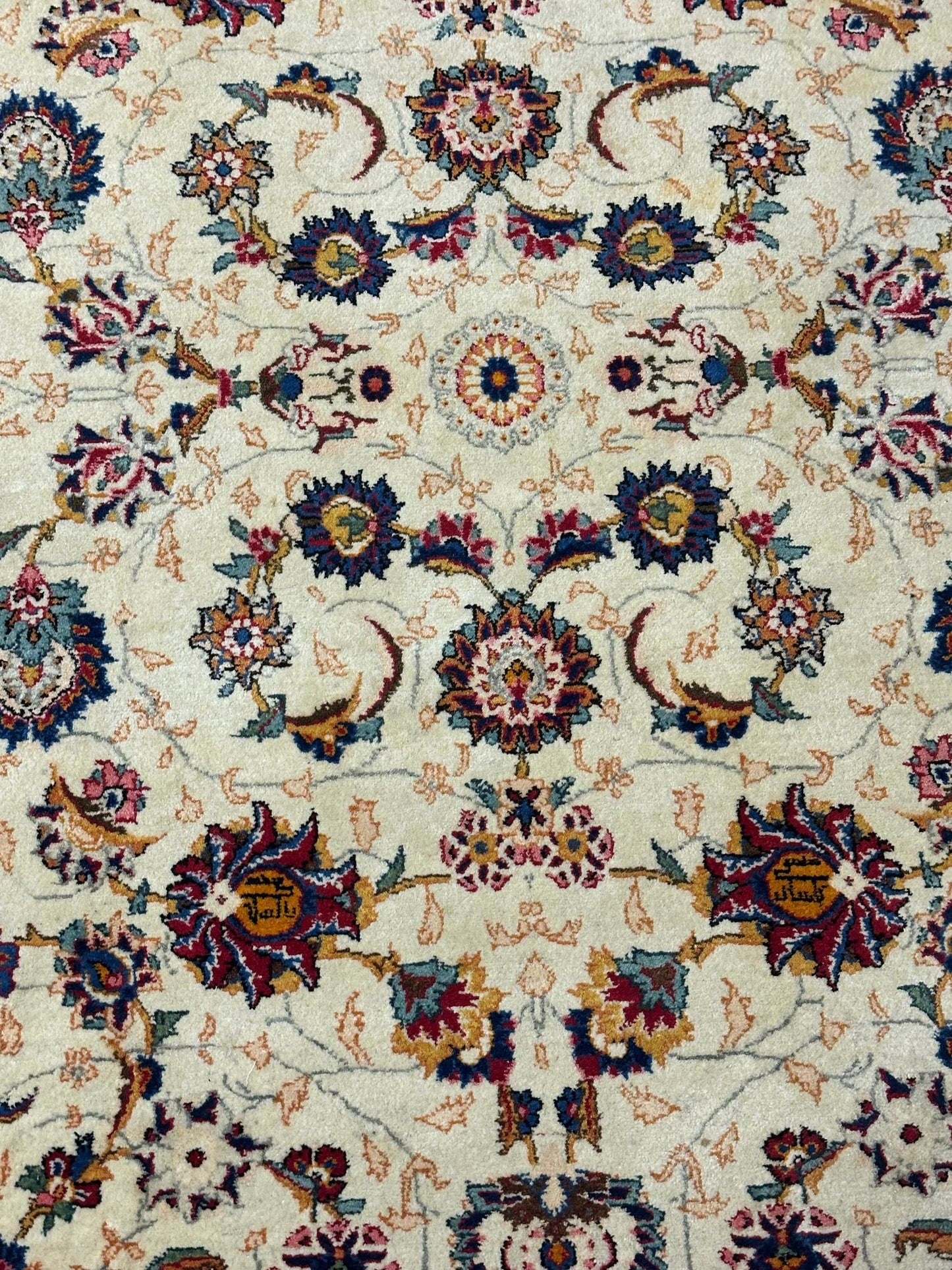 Orientteppich handgeknüpft Keschan 210x140 cm Korkwolle floral