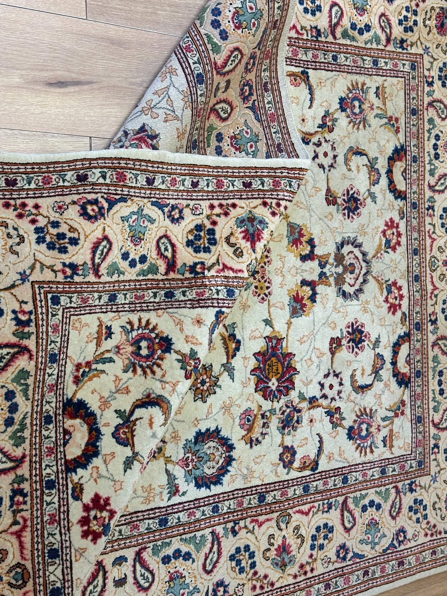 Orientteppich handgeknüpft Keschan 210x140 cm Korkwolle floral