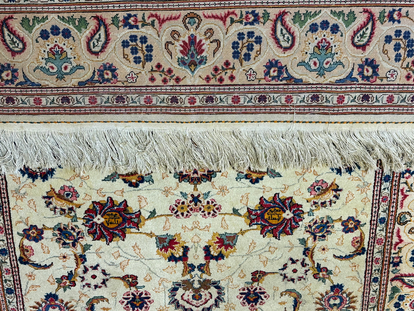 Orientteppich handgeknüpft Keschan 210x140 cm Korkwolle floral