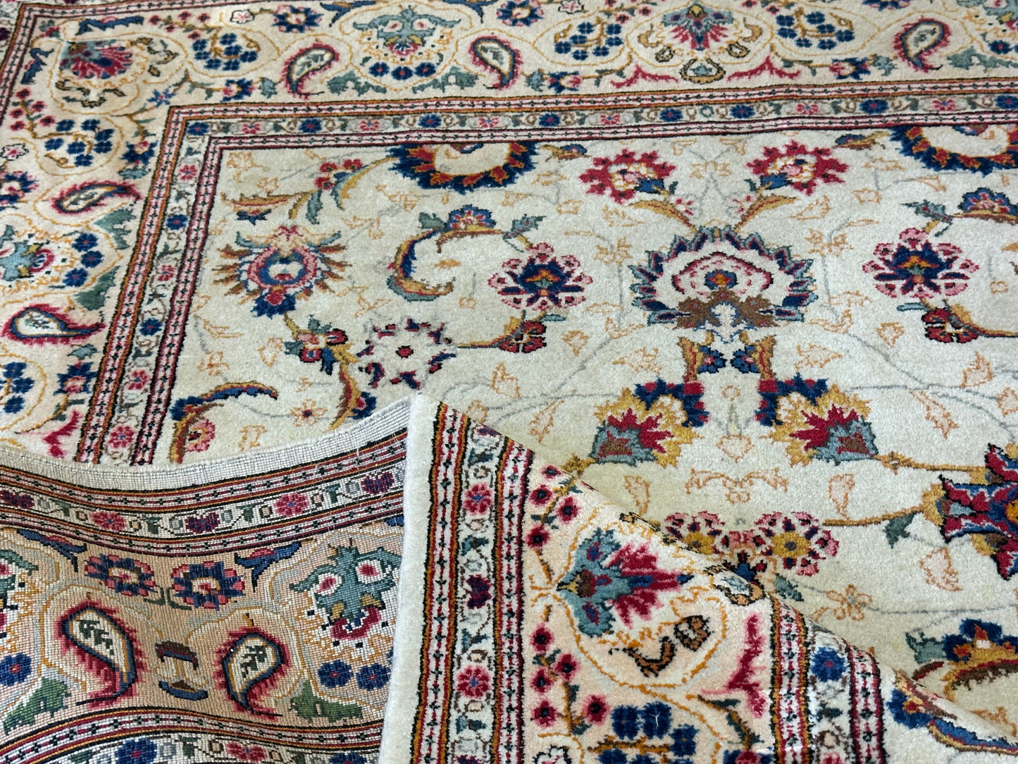 Orientteppich handgeknüpft Keschan 210x140 cm Korkwolle floral