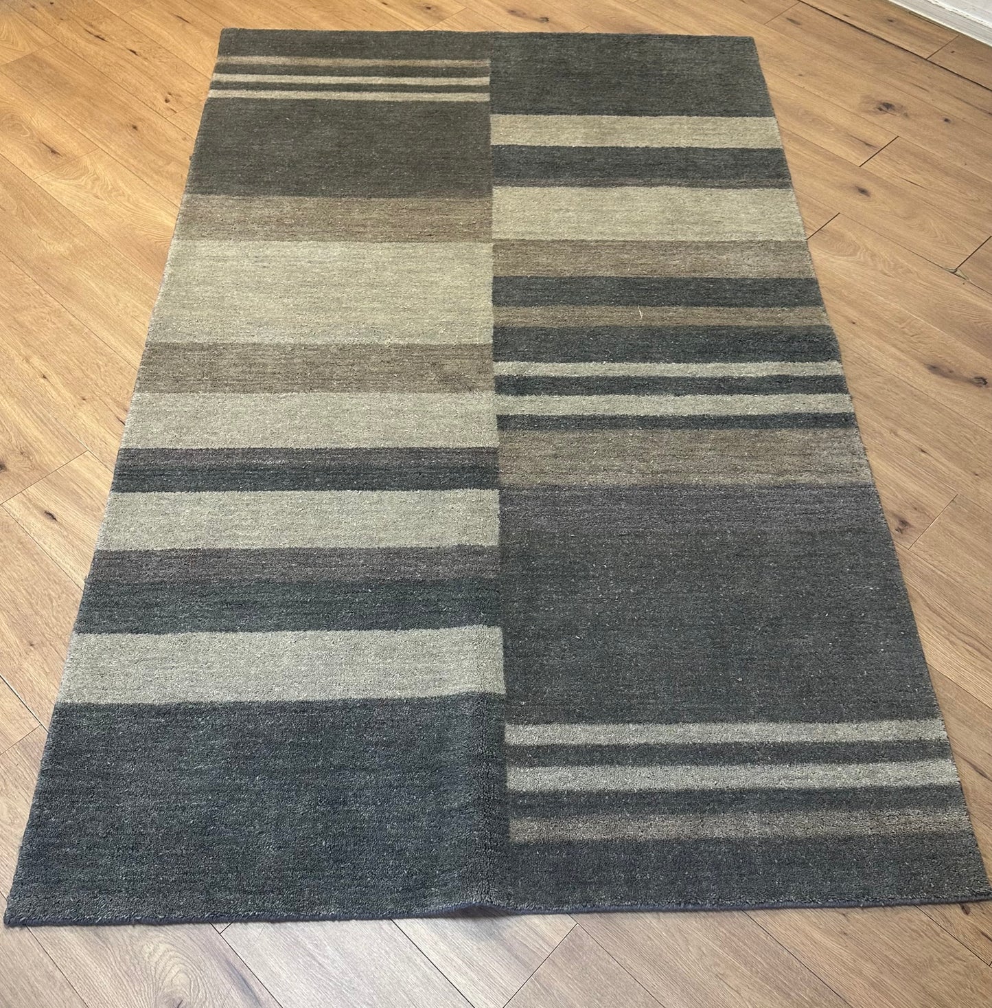 Gabbeh Teppich Schurwolle mit modernem Streifen Blockdesign