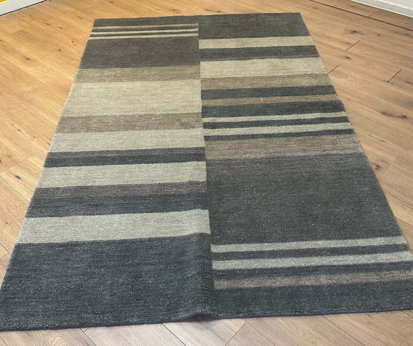 Gabbeh Teppich Schurwolle mit modernem Streifen Blockdesign