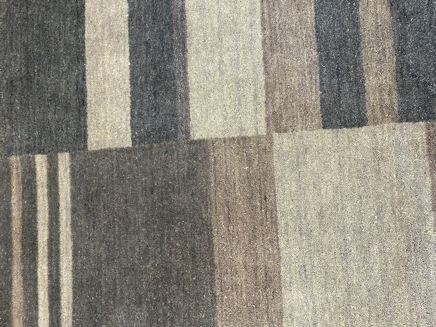 Gabbeh Teppich Schurwolle mit modernem Streifen Blockdesign