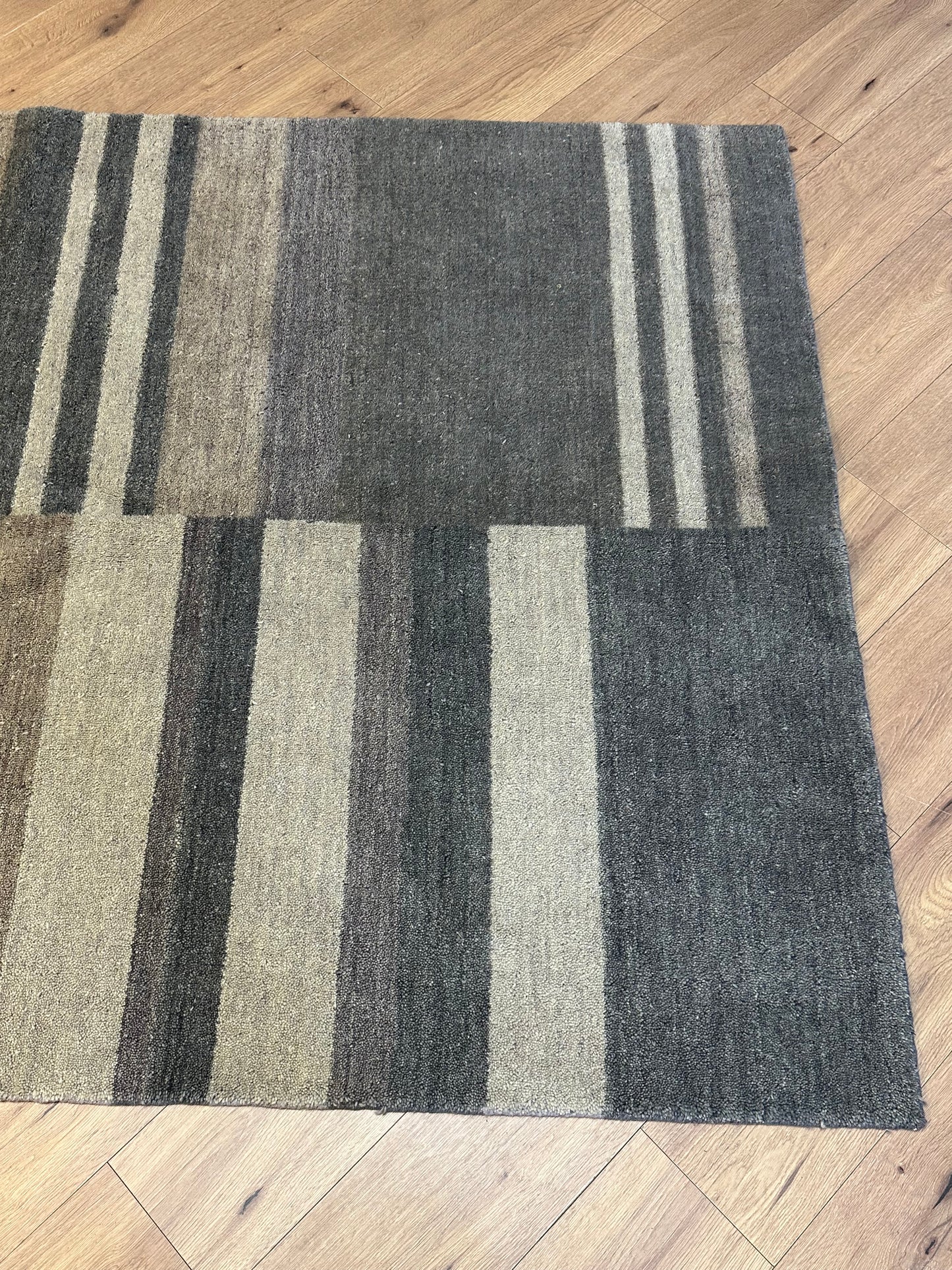 Gabbeh Teppich Schurwolle mit modernem Streifen Blockdesign