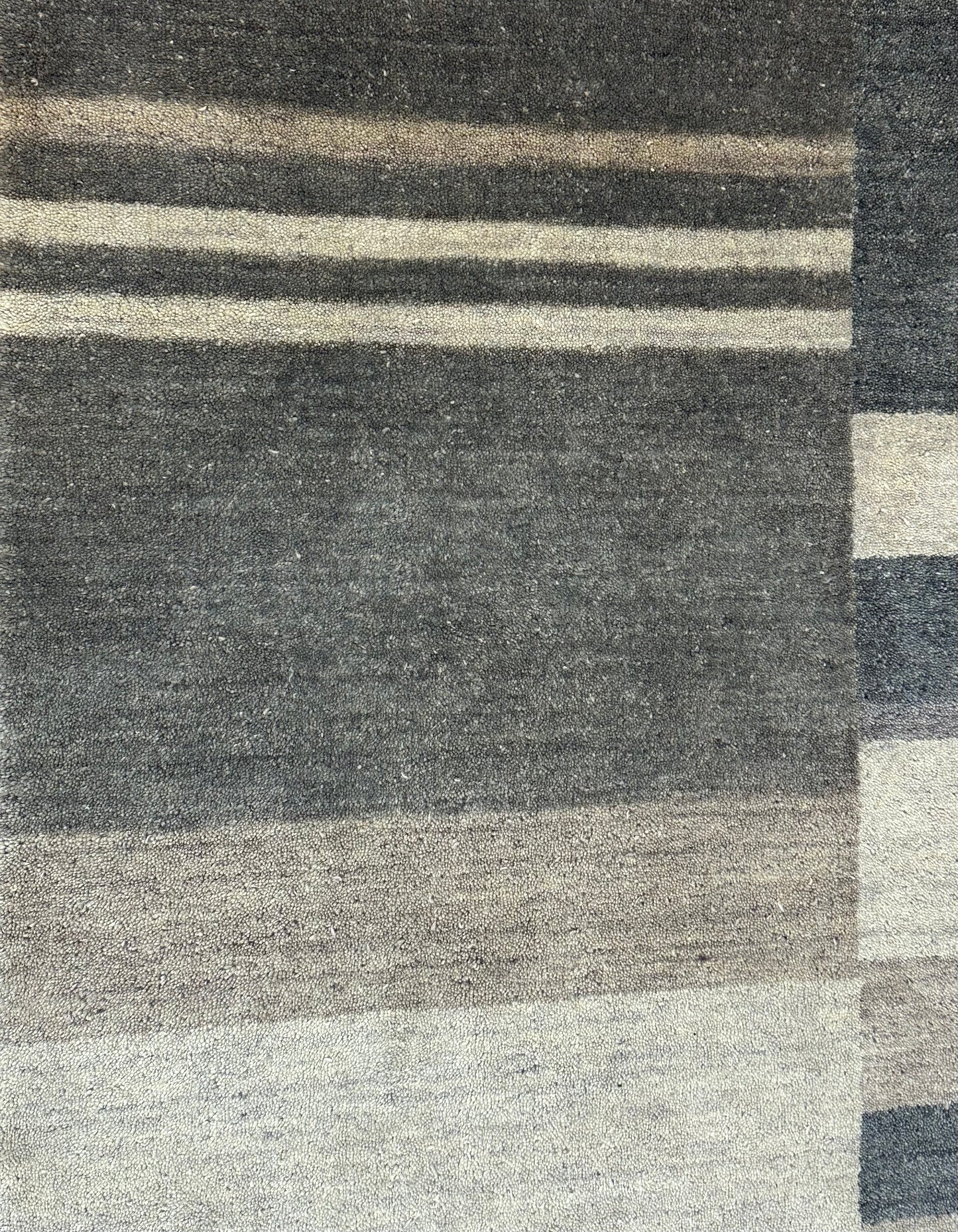 Gabbeh Teppich Schurwolle mit modernem Streifen Blockdesign