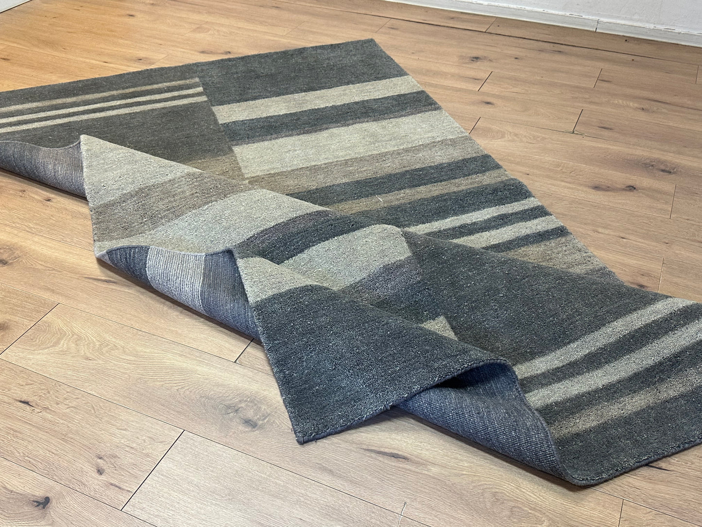 Gabbeh Teppich Schurwolle mit modernem Streifen Blockdesign